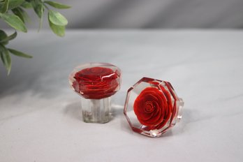 Pair Of Acrylic Rose Drawer Pulls