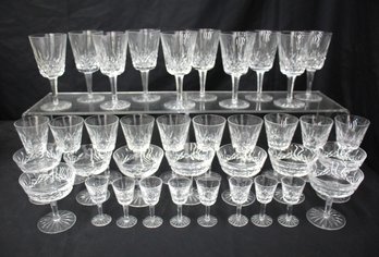 'Vintage Waterford Crystal Stemware Set  Over 40 Pieces, Signed With Original Sticker'