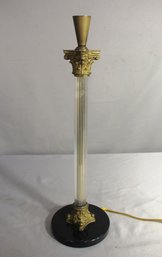 Corinthian Column Glass & Brass  Table Lamp On Alabaster Base