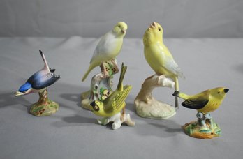 Group Lot Of 5 Small Porcelain Bird Figurines