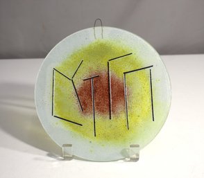 Mid-Century Modern Art Glass Plate With Abstract Design