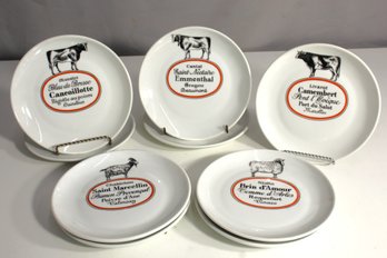 Set Of 5 French Cheese-Themed Porcelain Plates  Paris DAuteuil