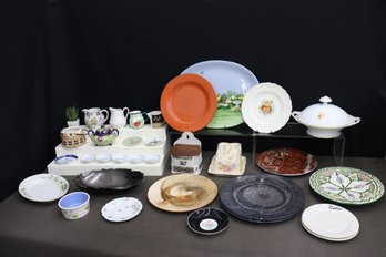 Group Lot - Fun Mix Of Decorated And Decorative Ceramic Serveware And Kitchenware