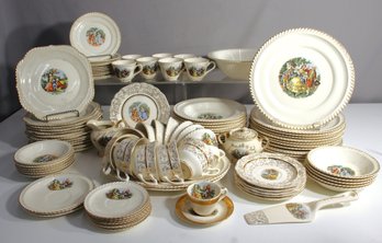 Collection Of 'Vintage Harker Pottery 22kt Gold Colonial Couple Dinnerware Set