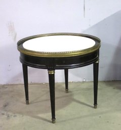 Marble Top Black Bouillotte  Round Side Table See Photos For Condition