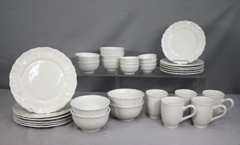 32pc Group Lot Of JC Penney HOME White Dinnerware