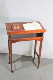 Vintage Mahogany Library Table/Wheeled Podium