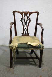 Antique Chippendale-Style Dining Chair In Need Of Restoration