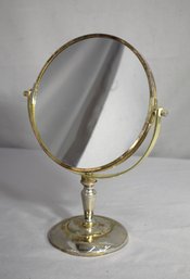 Vintage Brass Mirror, Gold Tone Swivel Stand Double Sided, Magnified Bathroom