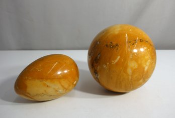 Pair Of Agates Round Ball And Egg Shape-large