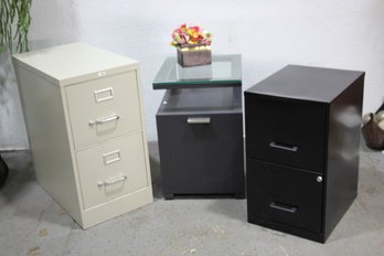 Group Lot Of 3 Low File Cabinets
