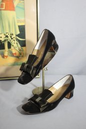 Vintage Bloomingdale's Brown Velvet Low Heel Shoes - Size 8