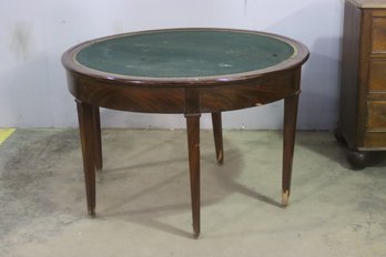 Vintage Mahogany Demilune Gaming Table (Top Not Leather -but Need To Be Replaced )- See Photos For Condition