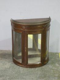 Vintage Demilune Vitrine With Mirror And Brass Gallery  - See Photos For Condition