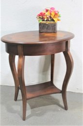 Two Tier Robbed Octagon Parquetry Top Accent Table