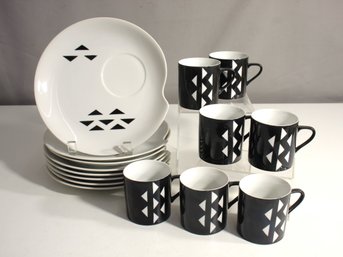 Vintage Jonas Roberts Domino Snack Tea Set Plates Cups-14pcs