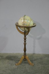Vintage Terrestrial Library Globe On Turned Stand  - See Photos For Condition