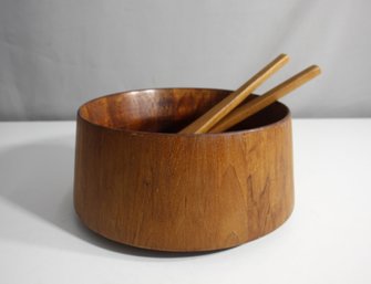 Jens Quistgaard Dansk International Designs LTD Denmark Teak Salad Bowl And Spoons Mid Century Modern Signed