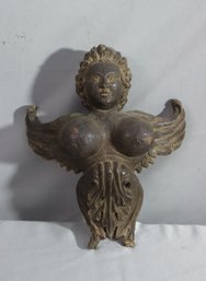 Vintage Composite Casting Of A Very Blessed Winged Gothic Female Angel Wall Hanging