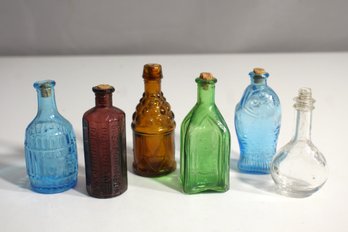 Assorted Small Vintage Glass Bottles With Stoppers