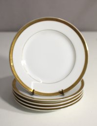 Set Of 6 Royal M Suffolk Japan 6.5' Bread And Butter Plates  Gold Rim Design