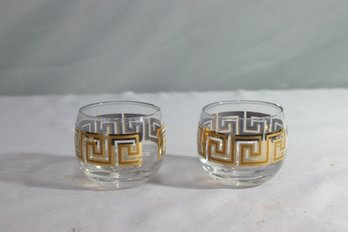 A Pair Of MCM Culver Golden Greek Key Roly-Poly Glasses