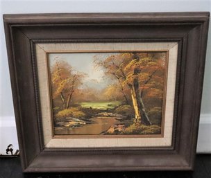 Framed Painting On Canvas Of A River Landscape