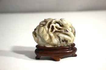 'Carved Jade Swan Sculpture On Wooden Stand  Intricate Handcrafted Design' Jade?