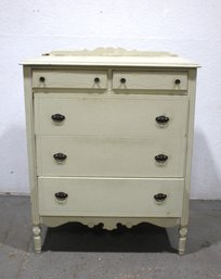 Vintage Dupont White Painted Wooden Dresser With Decorative Trim