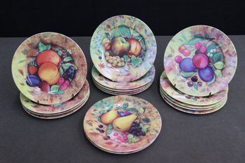 Juicy Group Lot Of 16 Porcelain Fruits And Orchard Decorated Plates - Mixed Makers