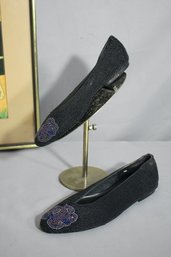 CAPARROS: Vintage Black Beaded Close Toed Espadrilles- Size 7.5