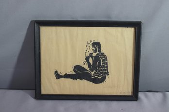 Vintage Woodcut Printed On Japanese Rice Paper, Michael Carver