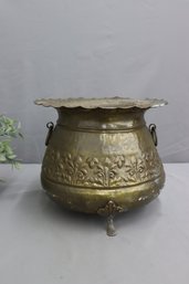 Repousse Lacquered Brass Three-footed Jardiniere