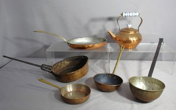 Collection Of Vintage Copper Cookware And Kitchenware