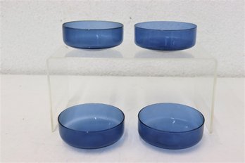 Set Of 4 Light Cobalt Blue Glass Small Condiment Bowls