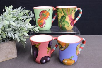 4 Jean Townsend Droll Too Funky Fruit And Veg Mugs