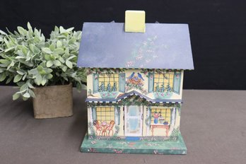 Quaint Painted Wood Country Cottage Counter Box - Removable Roof, Mills River Inc 1993