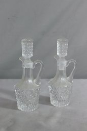 Diamond-Cut Design Glass Oil & Vinegar Cruets Glass Finial Stoppers