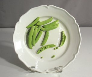 Vintage Majolica Pea Pod Plate With Raised Design  Decorative Kitchenware