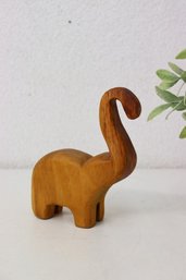 Carved Wood Brontosaurus Figurine