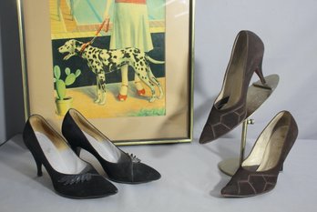 Two Pair Of Vintage Delman  Black And Brown  Pumps -Size 7