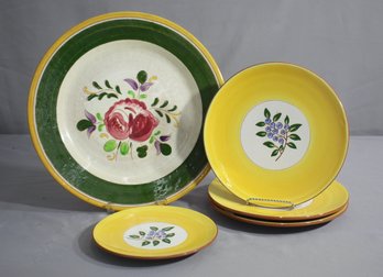 5pc Stangl Pottery Group Lot - Stangl Blueberry Plates & Della-Ware Round Platter