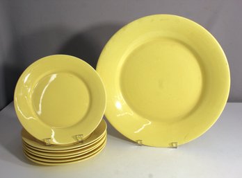 Vintage Yellow Franciscan Pottery Serving Plate & Dinner Plates Set