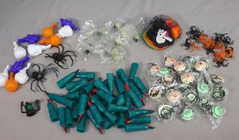 Group Lot Of Goofy Halloween Stuff - Spiders, Eyeballs, Witch Nail Tipped Finger Things
