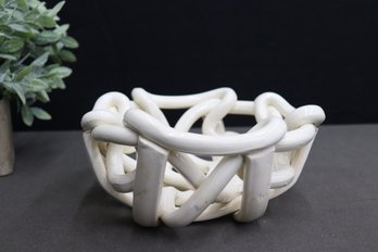 Open Woven Glazed Ceramic Rope Fruit Bowl