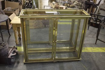 Brass Table Top Display Cabinet-missing Top & Bottom Glass And Shelfs