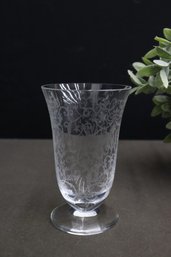 Botanical Etched Crystal Footed Vase