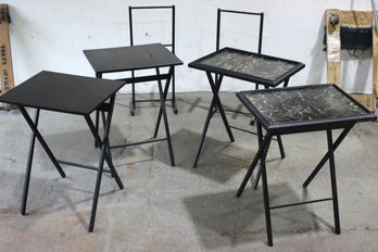 4 Artex Tray Tables With Storage Stands