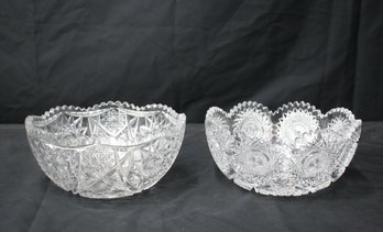 2 Vintage American Cut Glass Bowls