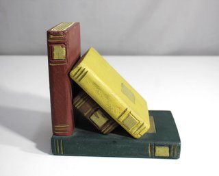 Vintage Decorative Single Bookend Featuring Stacked Books Design